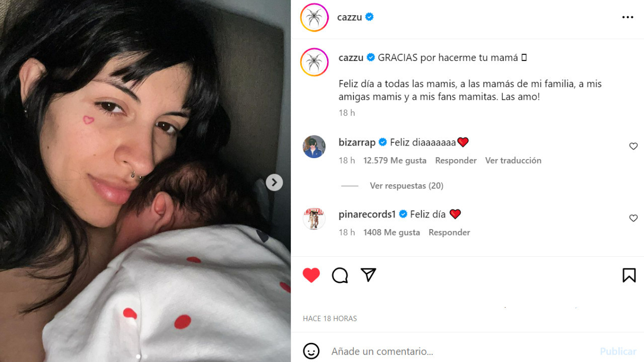 El posteo de Cazzu en el Día de la Madre. Foto: Instagram.