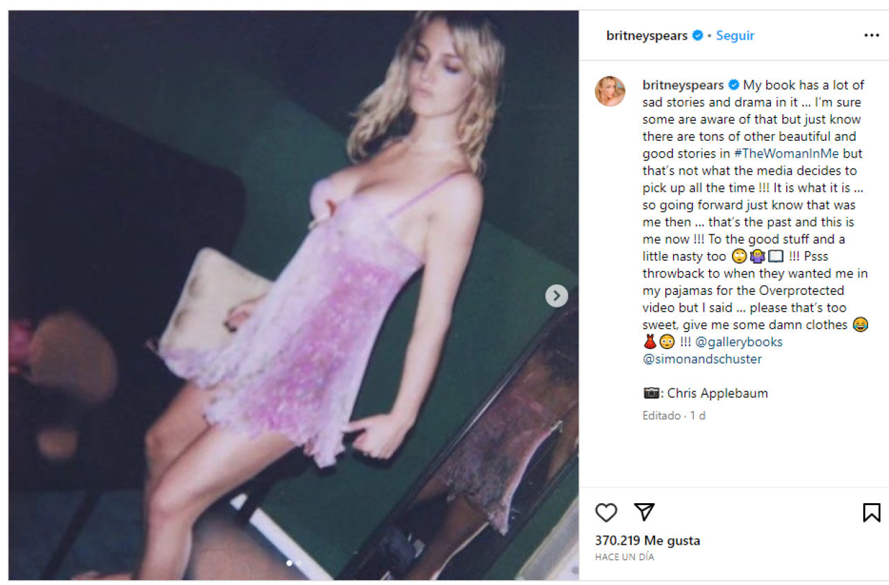 El posteo de Britney Spears. Foto: Instagram.